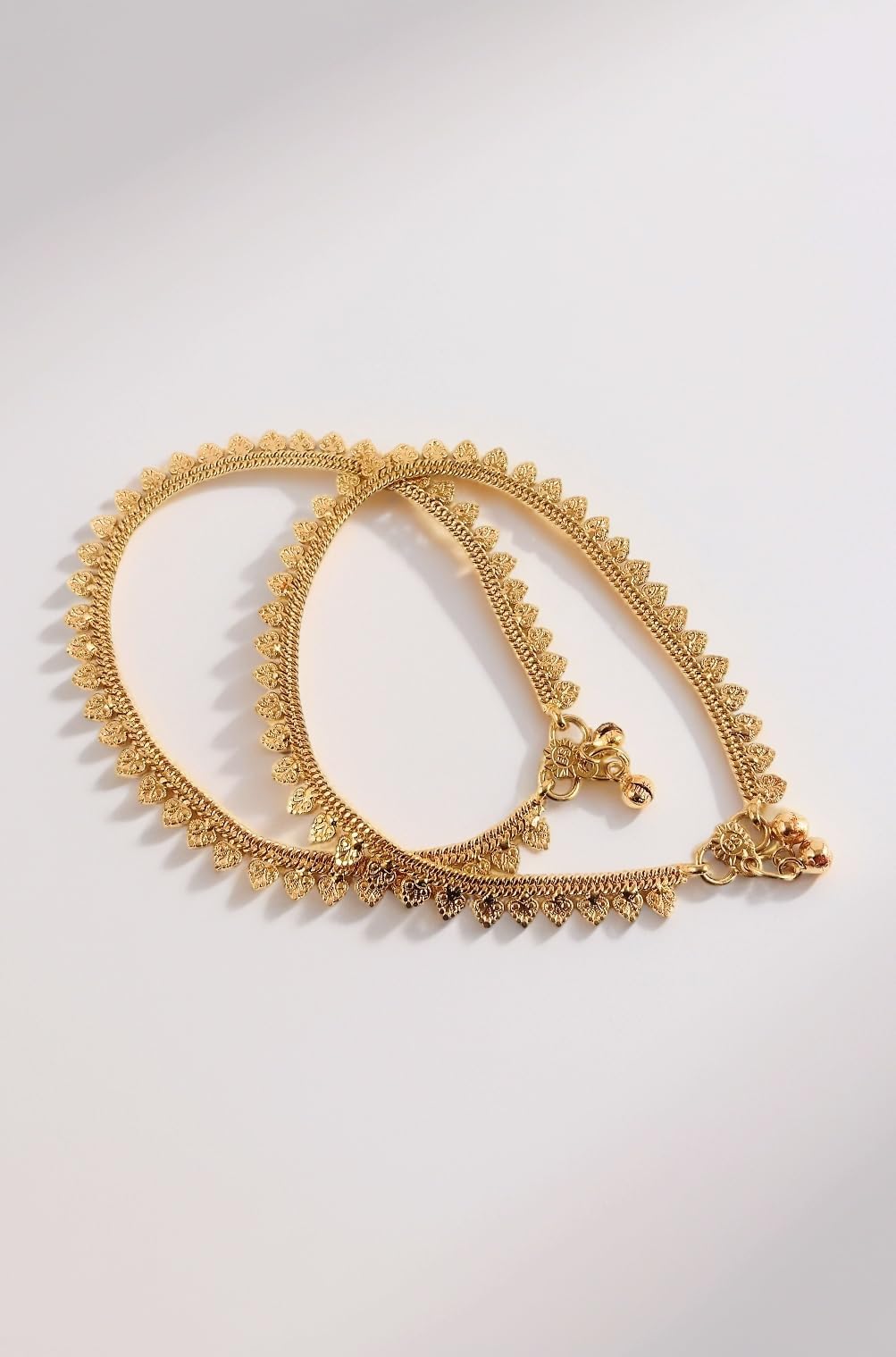 CUTE GOLD One Gram Gold Plated & Brass Stylish Anklets Kolusu Payal Ghungroo for Women & Girls (10.5 Inch)