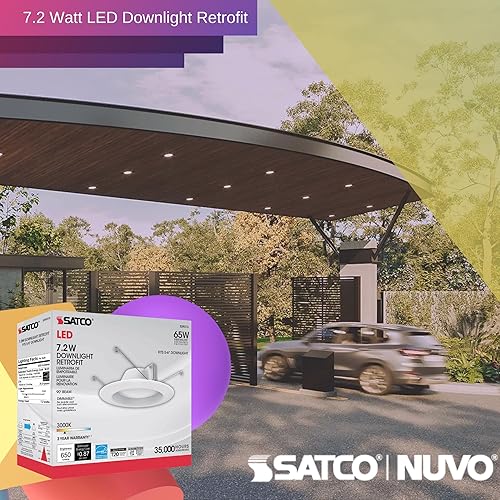 Miniatura 2 de Satco S39313 7.2 vatios 120V LED Downlight 5-6 pulgadas 3000K residencial industrial comercial (6 LED Downlights)