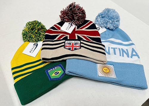 Miniatura 8 de Gorros de equipo de fútbol  campo con pompones, puño de 12 pulgadas