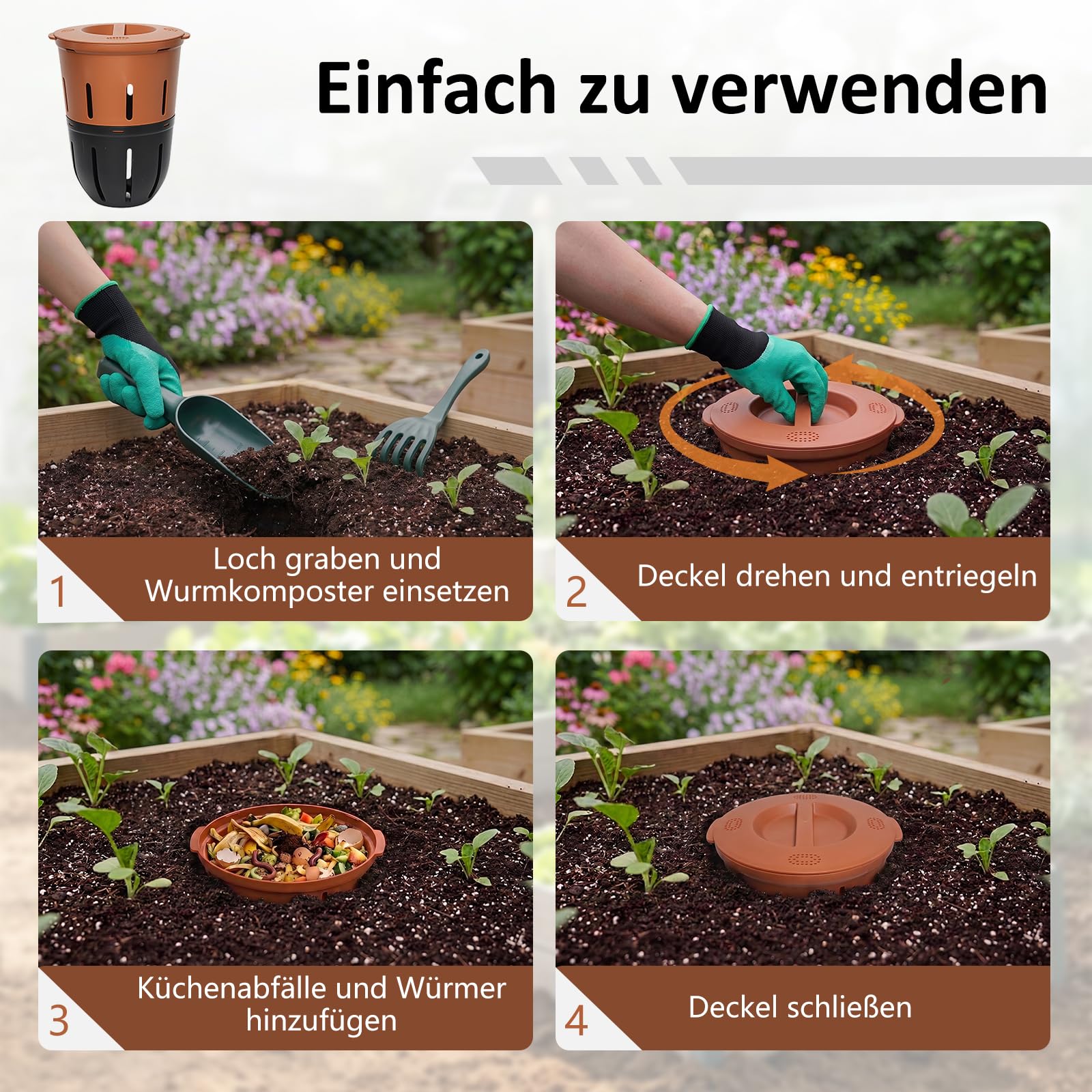 Silavo Wurmkomposter 12.5L, Komposter zum Eingraben (2er-Pack)