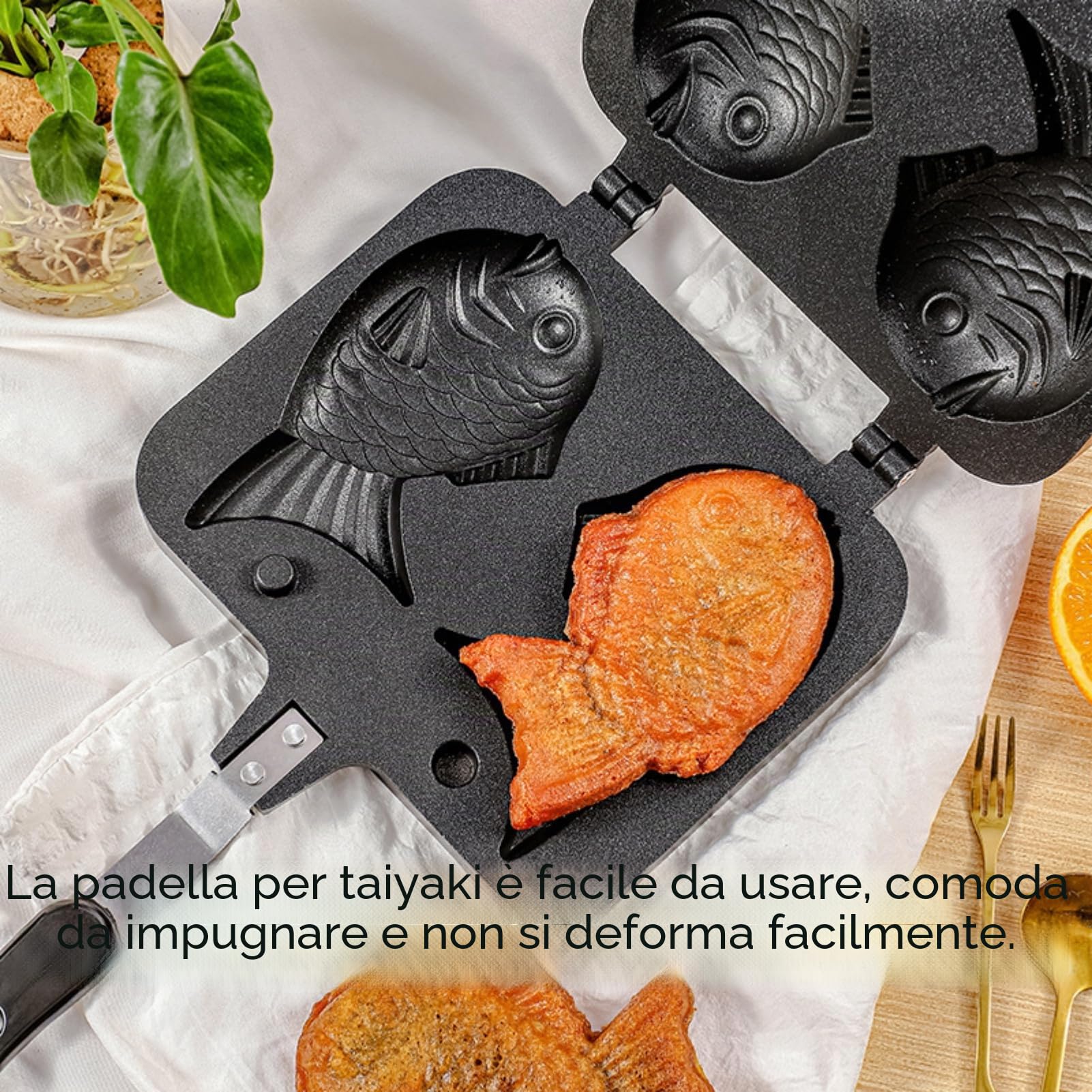 Taiyaki Pan Maker Antiaderente a Doppia Faccia a Forma di Pesce Tortiera Bakeware Taiyaki Maker Mold Per La Preparazione di Waffle da Cucina a Fiamma Aperta