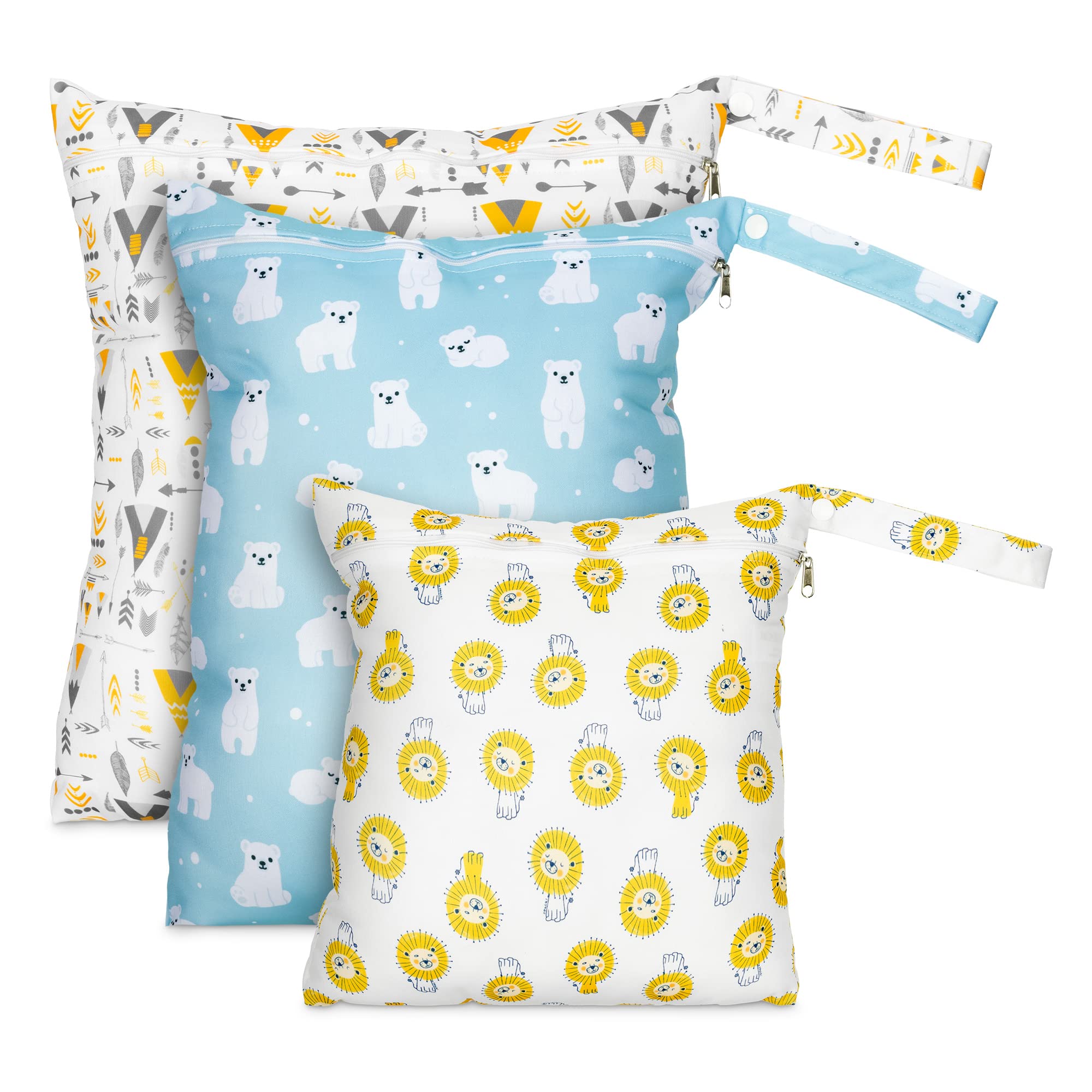 Navaris Borsa Pannolini Lavabili Set 3 Misure Wet Bag Chiusura Zip Neonato