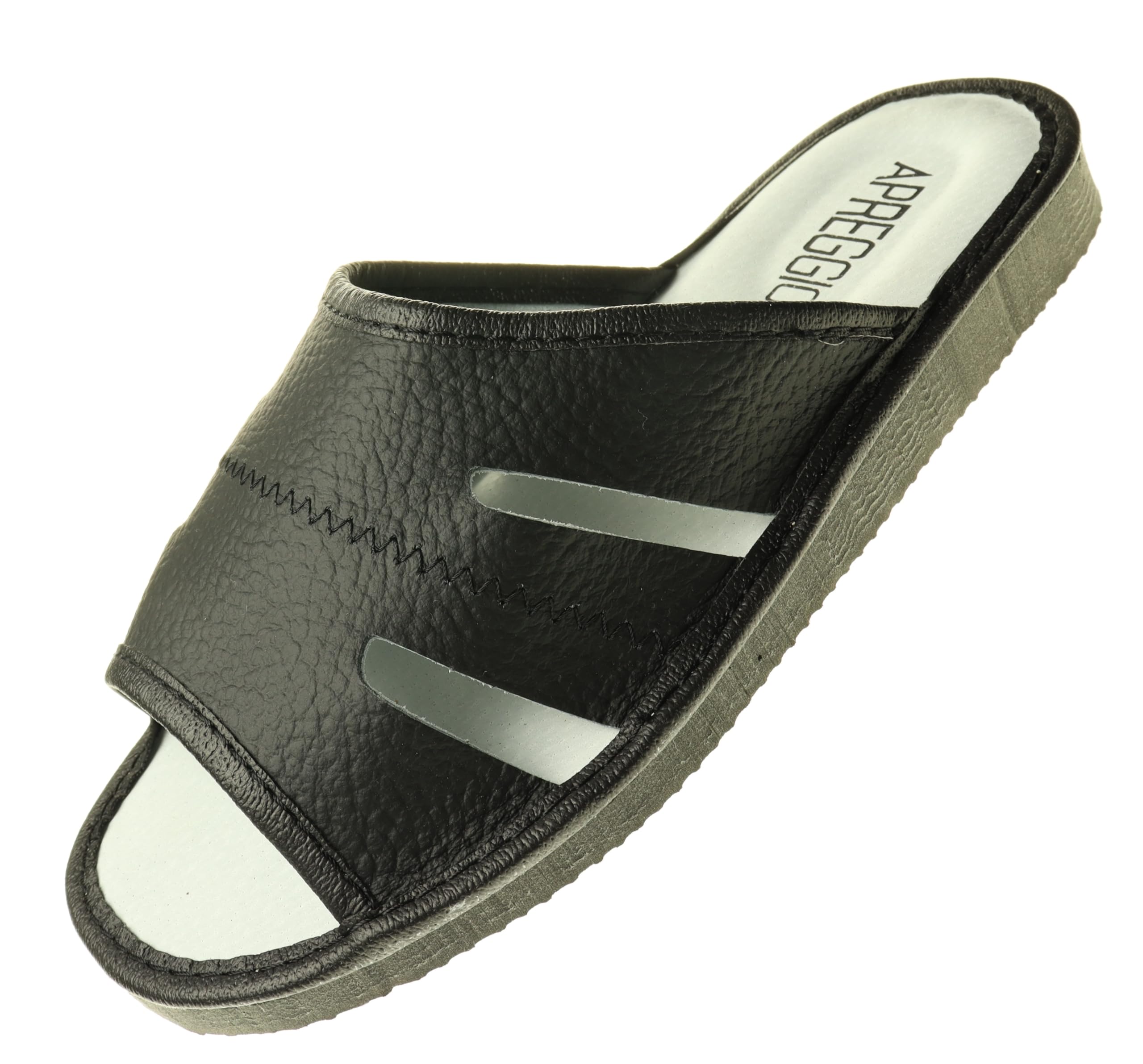 APREGGIO - Hausschuhe Herren Leder | Slippers Leder | Herrenhausschuhe | Hausschuh Männer Pantoffel | Slipper