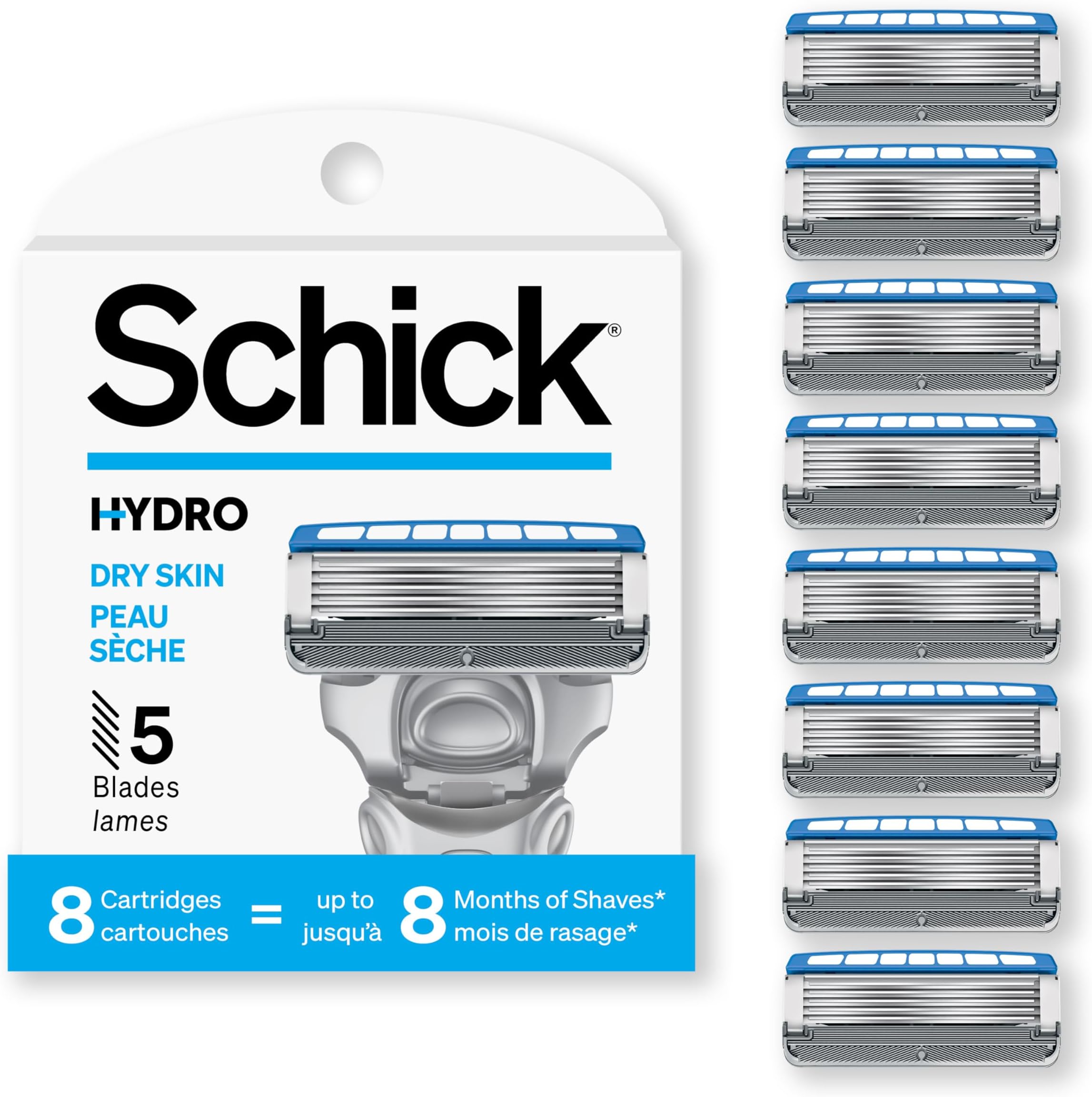 Schick Hydro 5 Sense Hydrate Razor Refills for Men, 8 Count (Pack of 1)