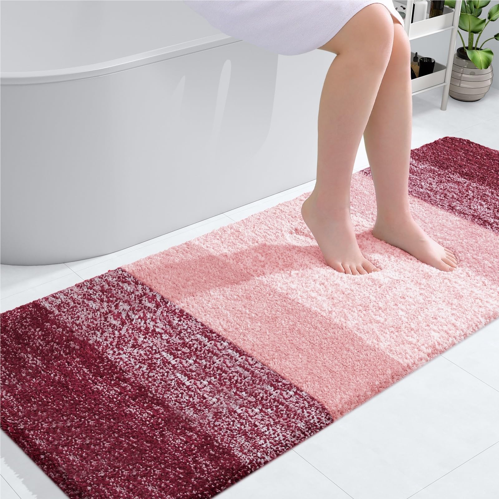 HAPIHAPPY Tappeto da bagno in microfibra, morbido e assorbente, lavabile in lavatrice e asciugabile in lavatrice, 130 x 186 cm (F5,51 x 61U)