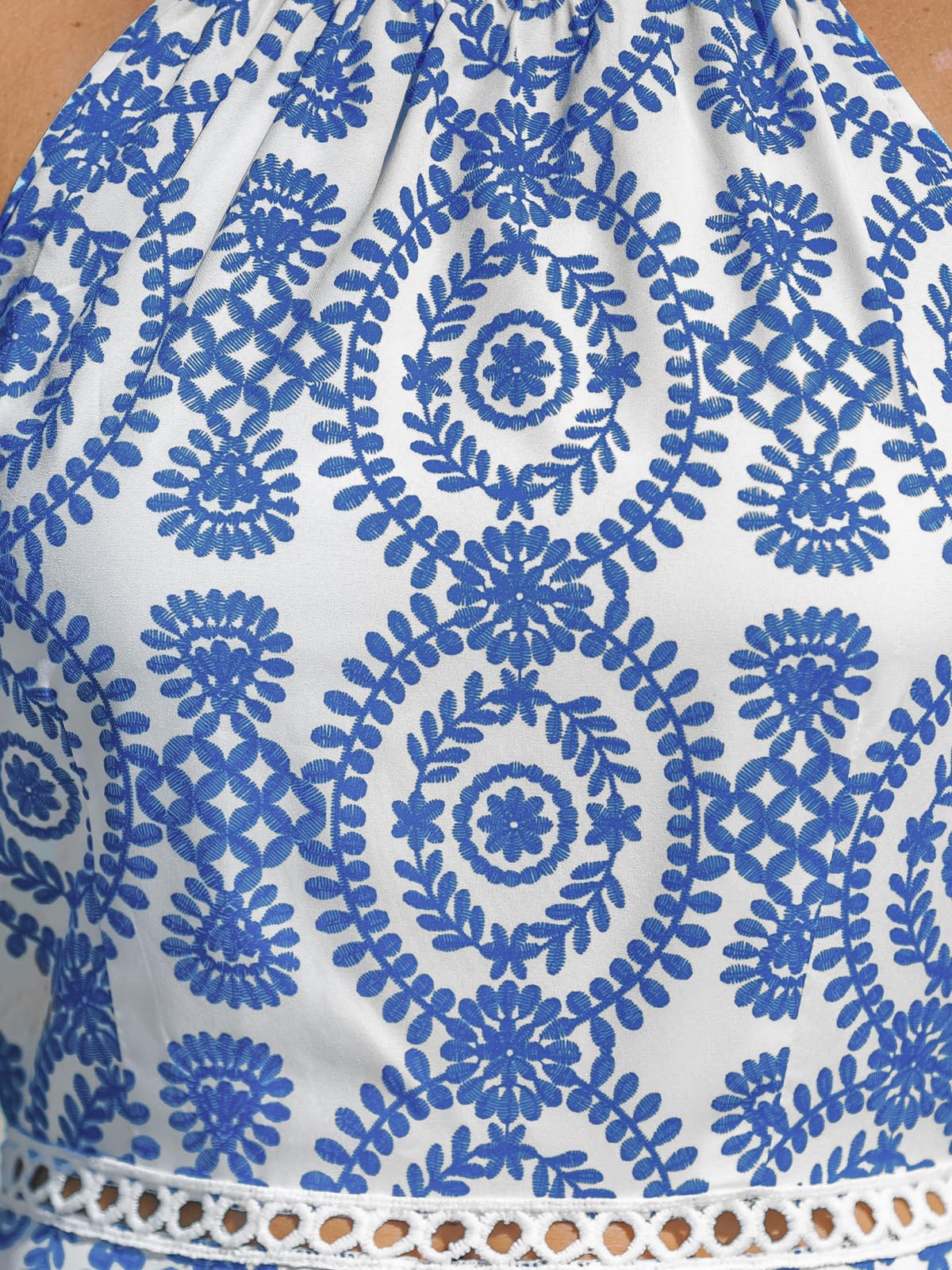 CUPSHE Vestido largo de verano para mujer, con cuello halter, cachemira, sin mangas, con corte en la cintura, largo, para la playa