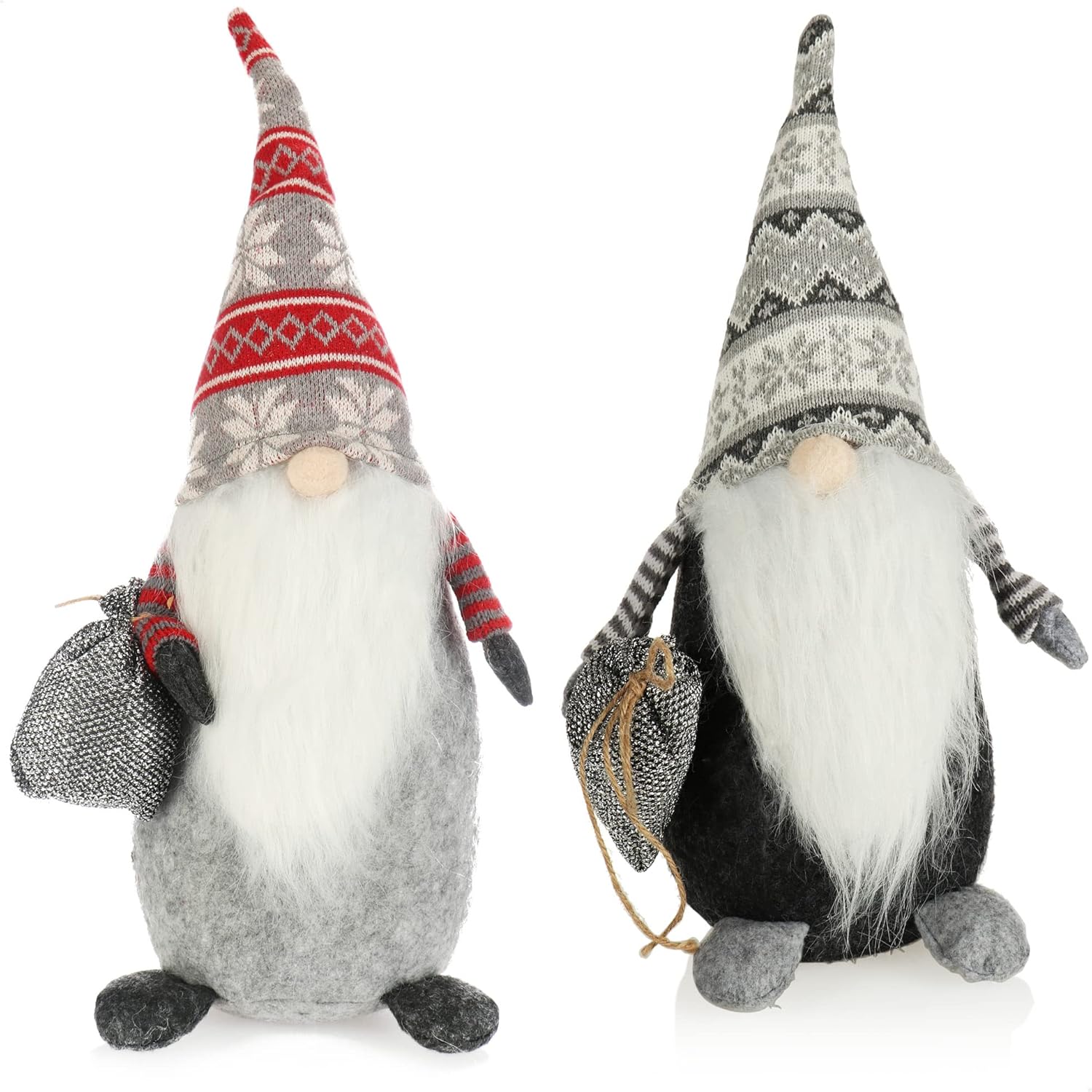 com-four® 2X Par de Elfos navideños Premium para decoración navideña - Figuras escandinavas como decoración de Invierno