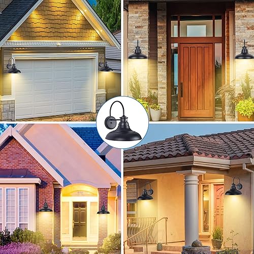 Miniatura 8 de Luces LED de granero para exteriores del atardecer al amanecer, 2 paquetes de luces exteriores de cuello de cisne de granja, montaje en pared, luces