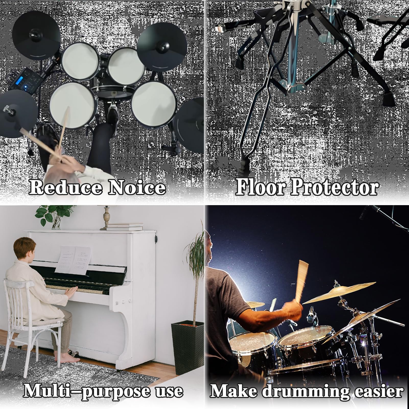 Insonorizzato Tappeto Drum Carpet per Batterie Acustica elettroniche 230 x 180 cm