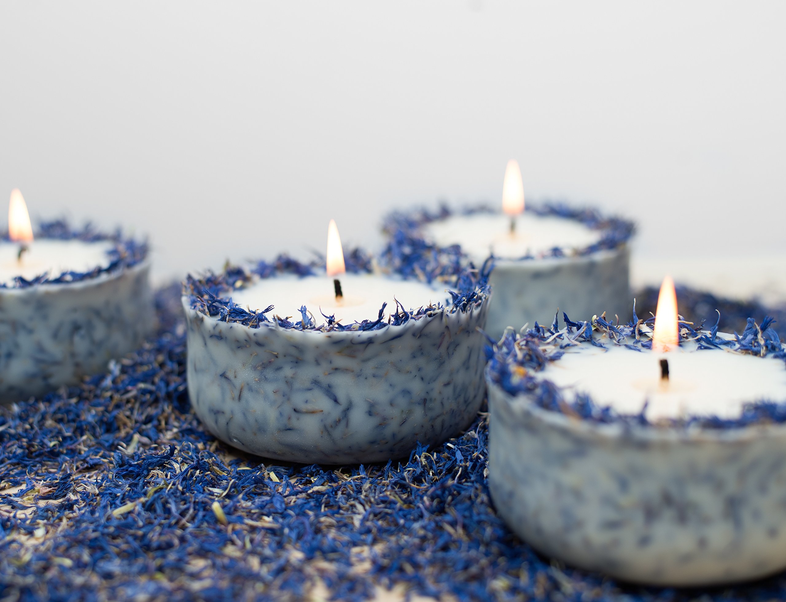 Duftkerze Soja Lavendel Beige Blau Kerze aus Bio Sojawachs vegan ätherisches Lavendel Öl Geschenk Aromatherapie