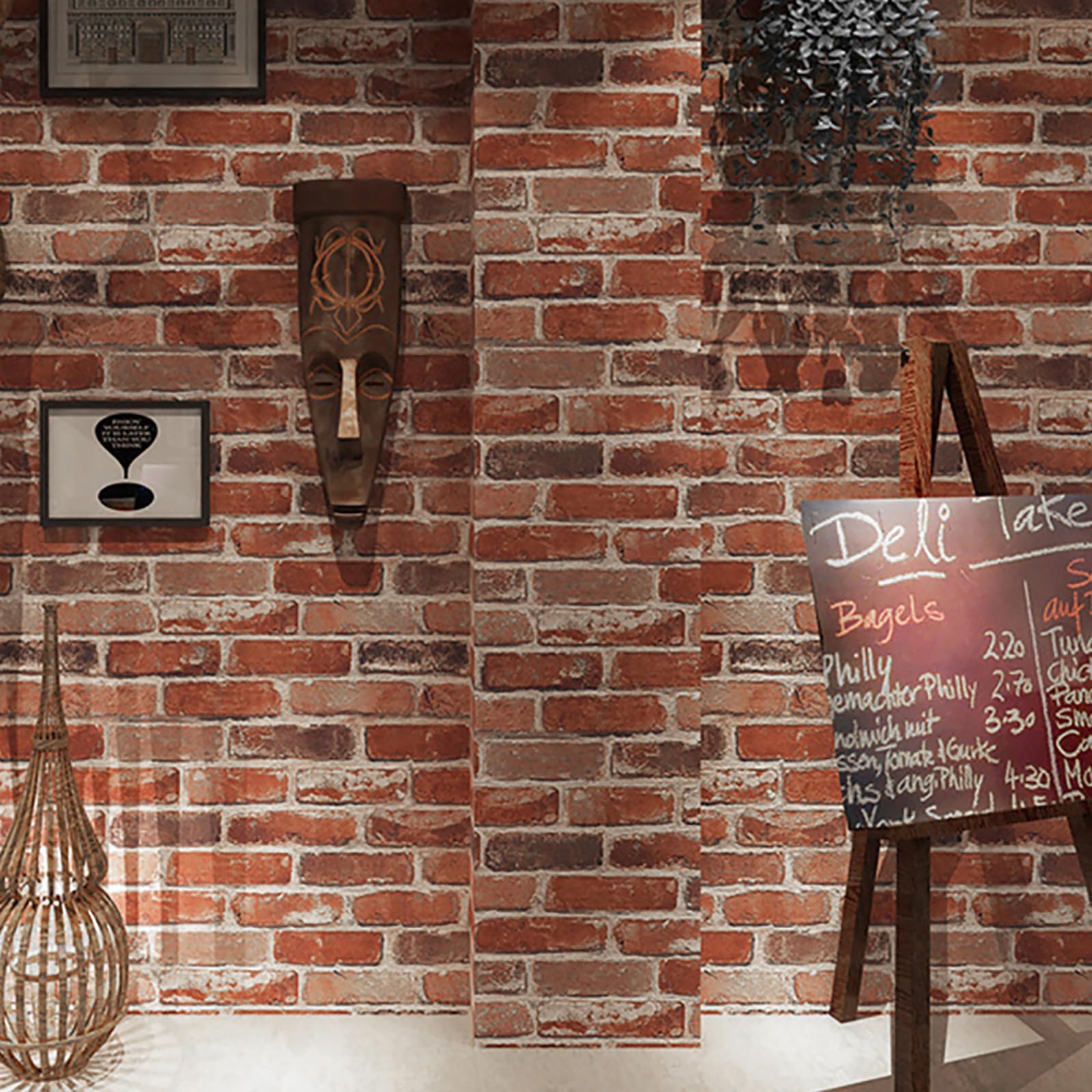 Rustic Reddish Brown Brick Wallpaper - 3D Brick & Stone Pattern Effect - Russet Brick - Industrial Anti-Fouling Texture - Vintage Slate for Bedroom, Living Room, Lounge, Hallway