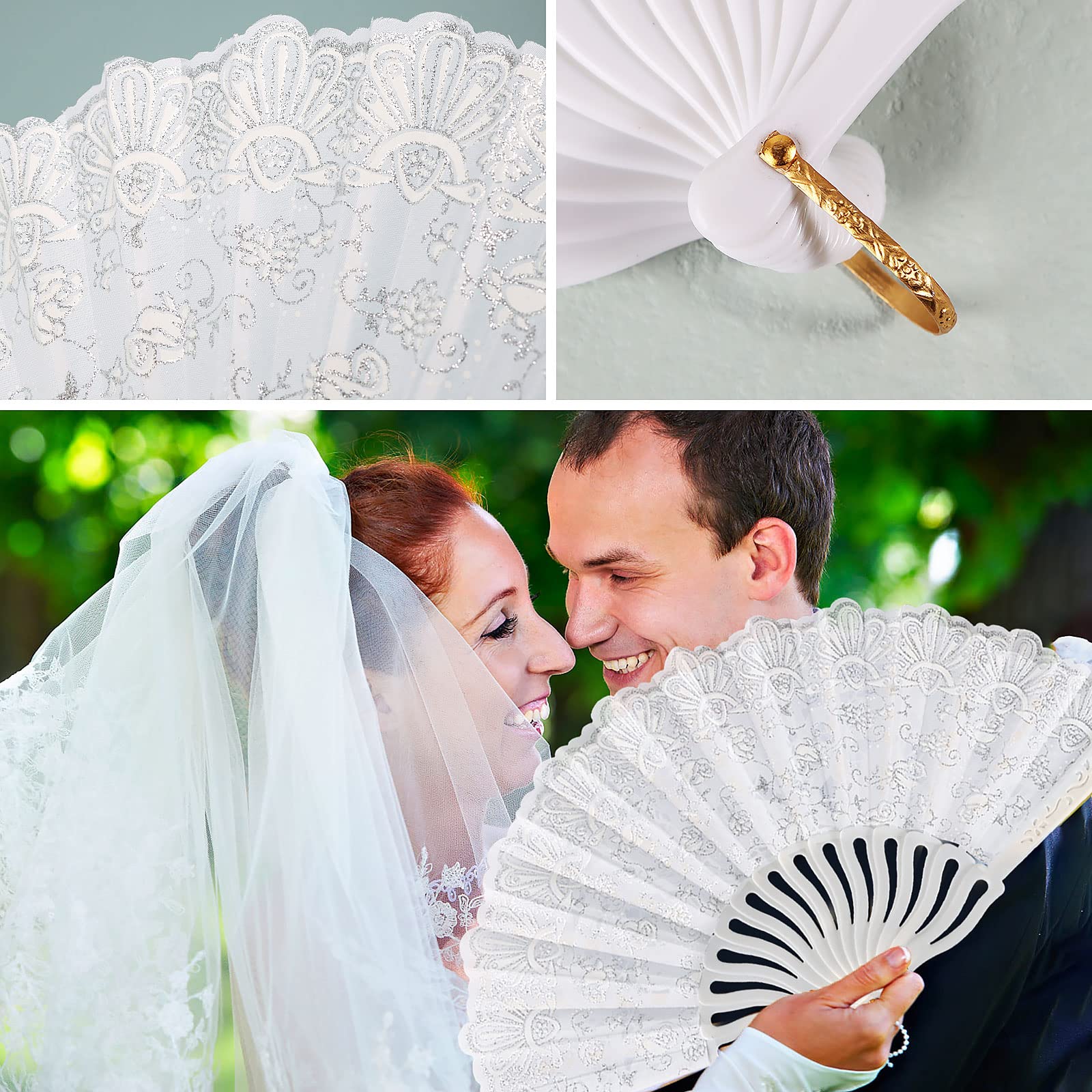 30x Éventails Coeur Papier Blanc JZK - Idéal Mariage, Communion, Baptême