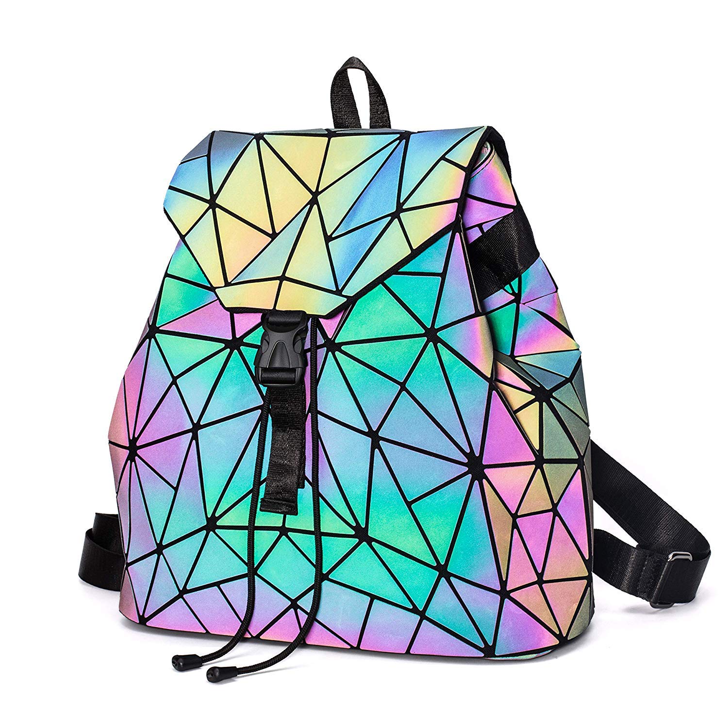 DEAGUIGeometric Backpack Luminous Backpacks Holographic Reflective Bag Lumikay Bags Irredescent Rucksack Rainbow