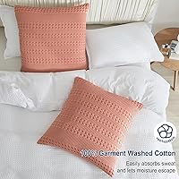 Vista 183 de PHF Fundas de almohada 100% algodón con tejido de gofre de 24 x 24 pulgadas, paquete de 2 fundas cuadradas para decoración elegante del hogar, sin