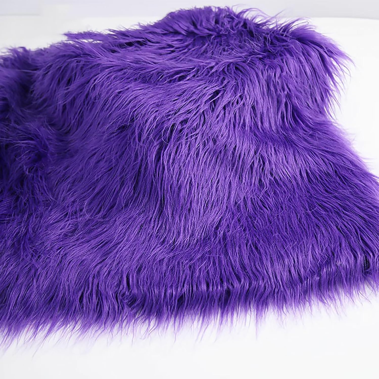 Soft Faux Fur Fabric Long Pile 9cm Multi Colored Synthetic Fur Fabric for Crafting Sewing Costumes Fursuits Home Decor(19 Light Blue)
