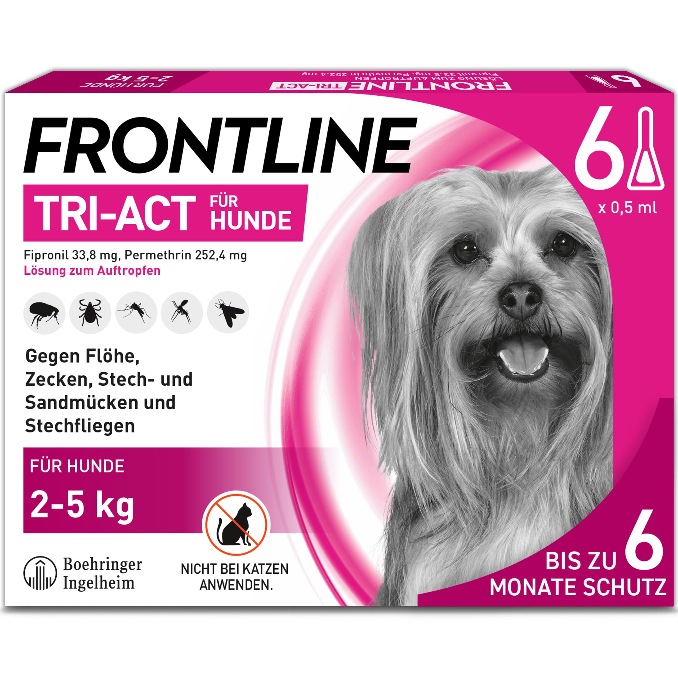 FRONTLINE TRI-ACT Hund XS gegen Zecken, Flöhe & Mücken (2 bis 5 kg)