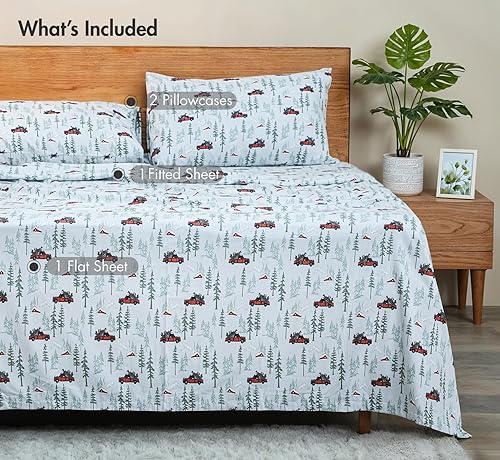 Miniatura 7 de RUVANTI Sábanas de franela tamaño Queen Certificado GOTS 100% algodón orgánico, juego de 4 piezas cálidas, suaves y transpirables, bolsillo