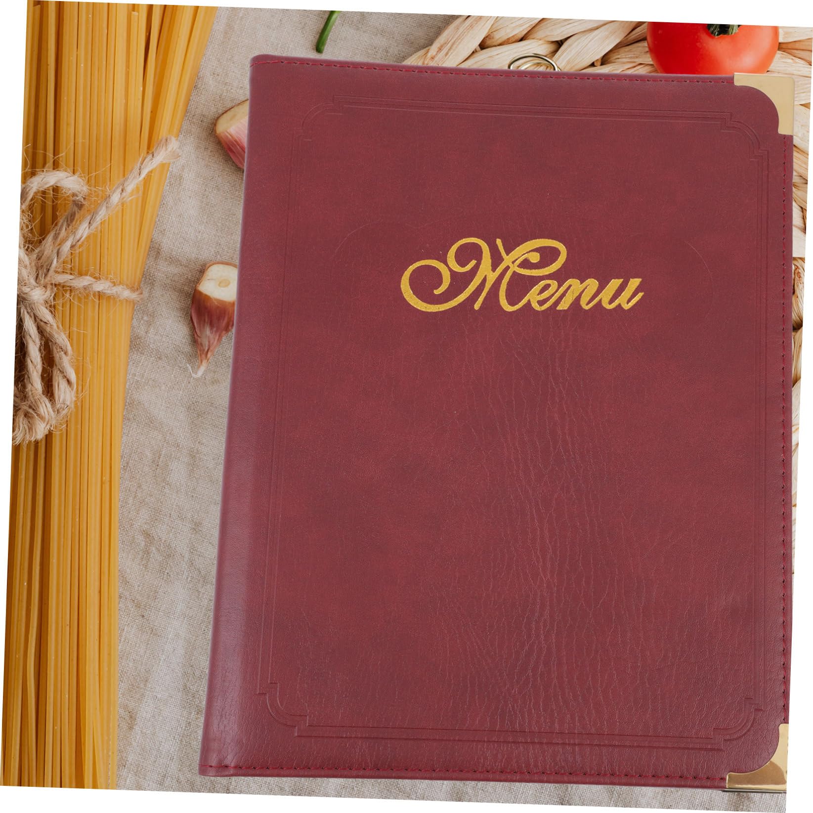 COLLBATH Carpeta de Menú Cubierta de Material Sintético PU para Restaurante Diseño de Página Deslizante y Esquinas Redondeadas, Manual de Menú Práctico para Orden en Recepción y Servicio