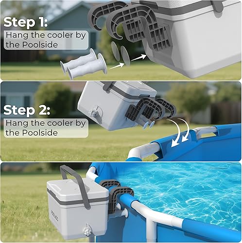 Miniatura 8 de Enfriador personal portátil, hielera junto a la piscina para piscina o spa sobre el suelo, se adapta a piscinas Intex, enfriador de lados duros con