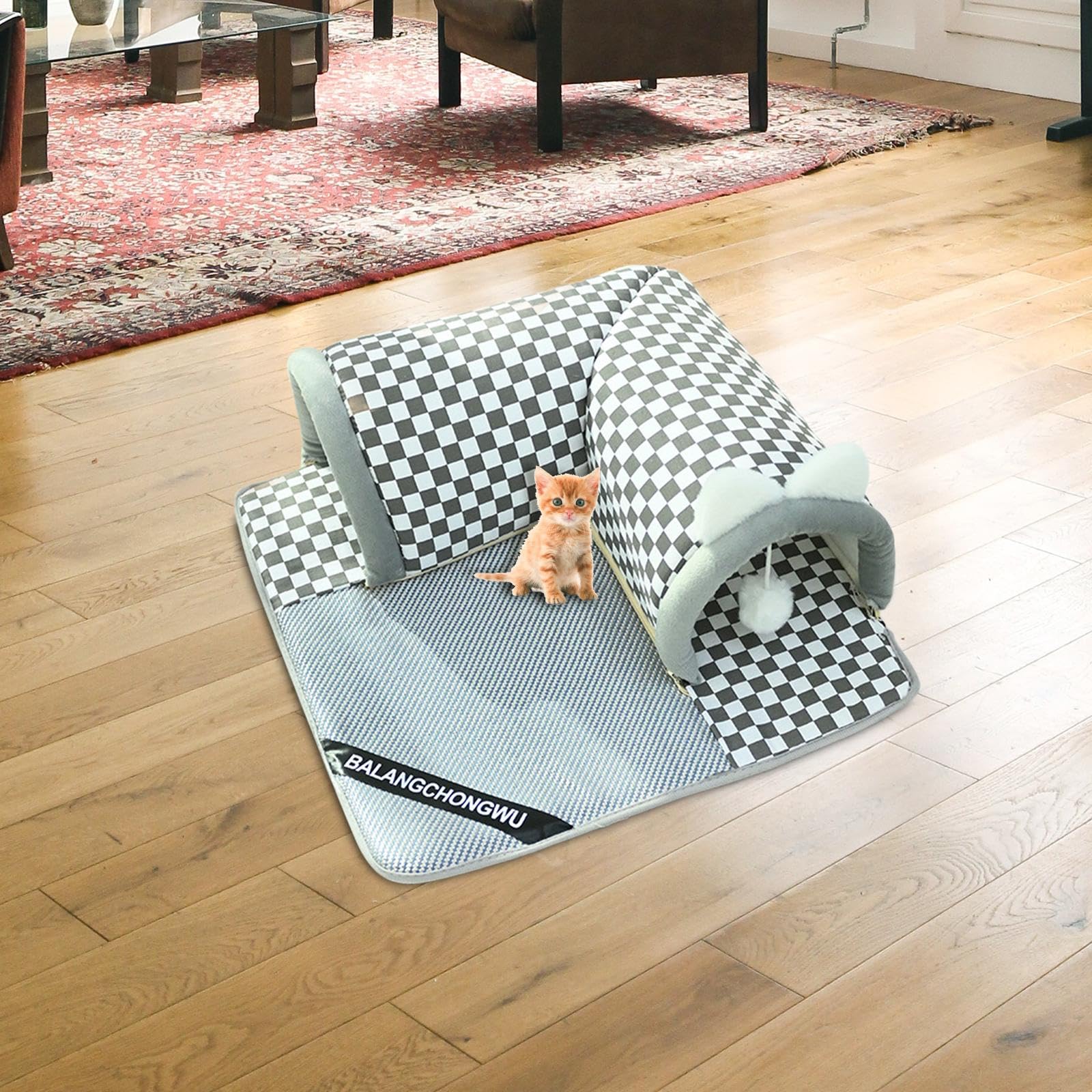 Tunnel/cachette pour Chat, Léger, avec Balle, pour Chinchillas, Lapins, Petits Animaux, Hérissons et Chats D'intérieur, Moyen