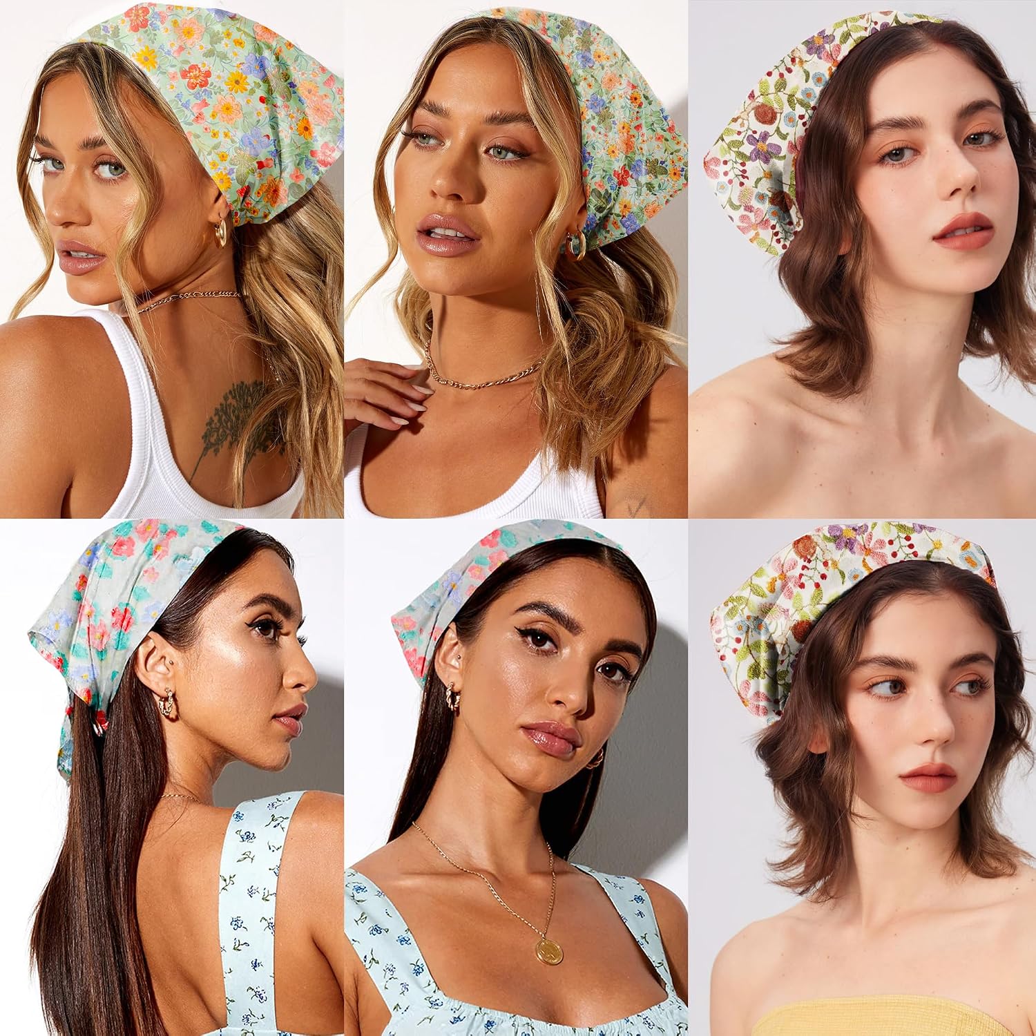 GREATEE Bandanas for Women Cotton Head Kerchiefs Floral Hair Bandanas Hair Scarfs Headband Scarf for Hair-Style 20"×20"