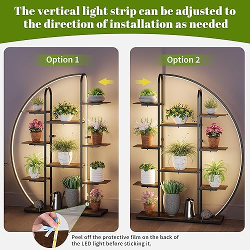 Miniatura 7 de Soporte grande para plantas de interior con luces de cultivo y luz LED, estante de metal de 61 pulgadas de alto para plantas múltiples plantas,