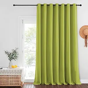NICETOWN Blackout Patio Curtains 100 x 144 Inches Long for Sliding Door Extral Wide Blackout Curtain Panels Thermal Insulated Room Divider - Grommet Top, 100" W x 144" L, 1 Panel, Fresh Green