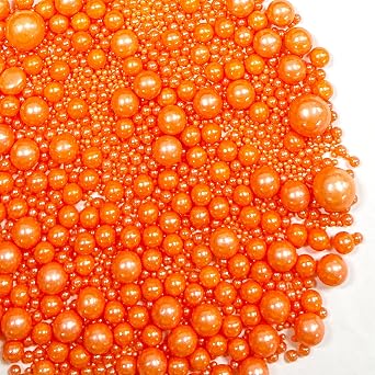 Sprinkles Edible Orange Pearl Sugar Sprinkles Candy 142g/5.01oz Mix Size Orange Pearls Baking Cupcake Toppers Cookie Ice Cream Decorations for Wedding Parties Valentines Day Halloween Christmas