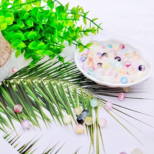 Cuentas De Vidrio Redondas De 6 Mm Color Café Y Blanco - 16 Unidades Para Manualidades Y Horneado