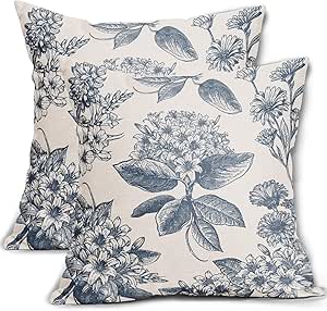 Sage Green Floral Pillow Covers 18x18 Inch Set Of 2, Vintage Flower