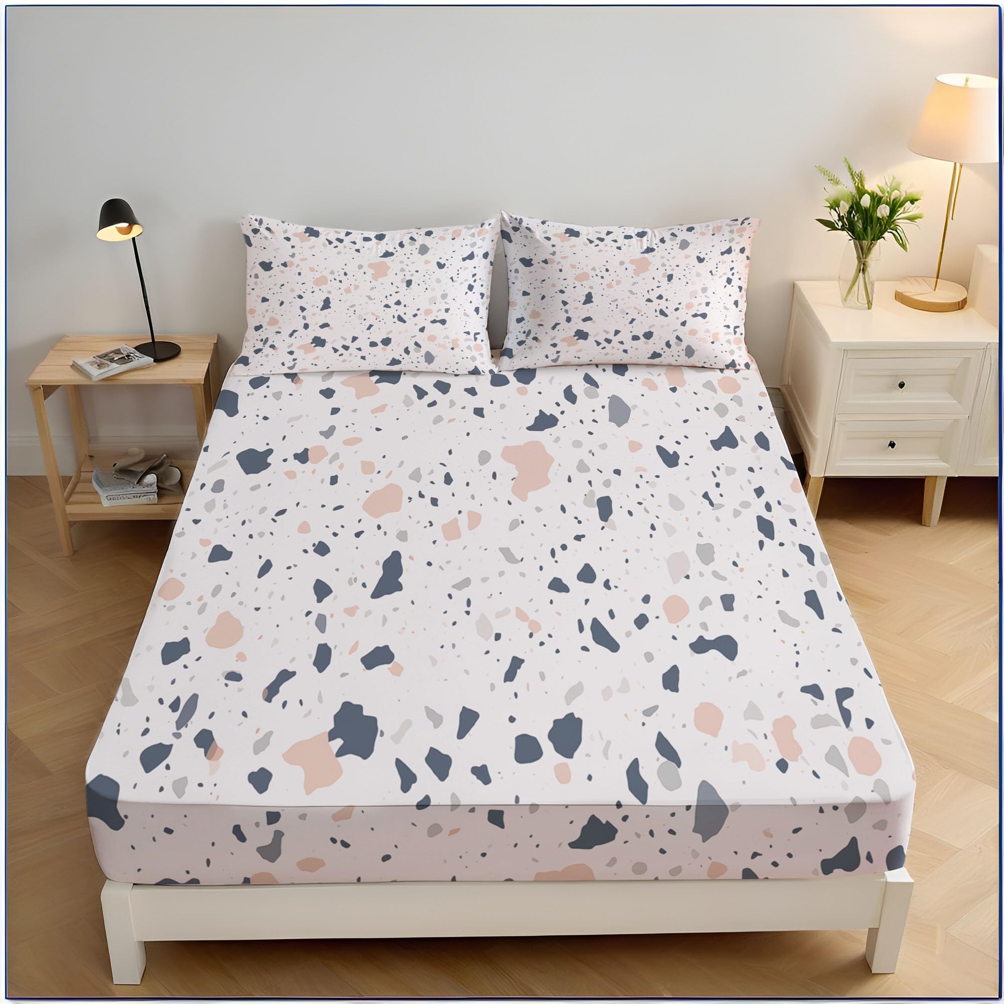 Drap housse 180x200 terrazzo pour sublimer votre chambre moderne