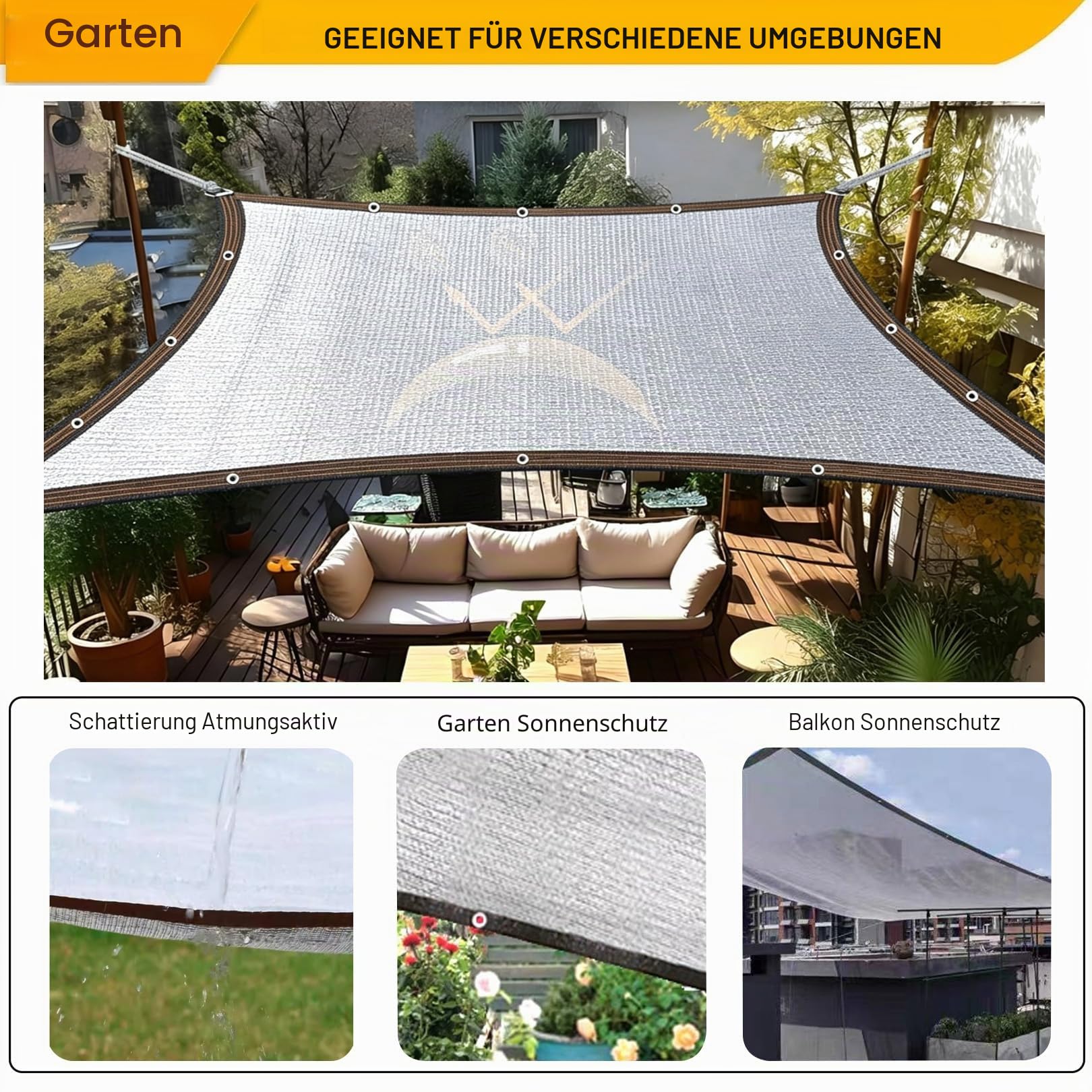 5x8m Schattierungsnetz Mit ösen Alu-Folie Sonnenschutznetz