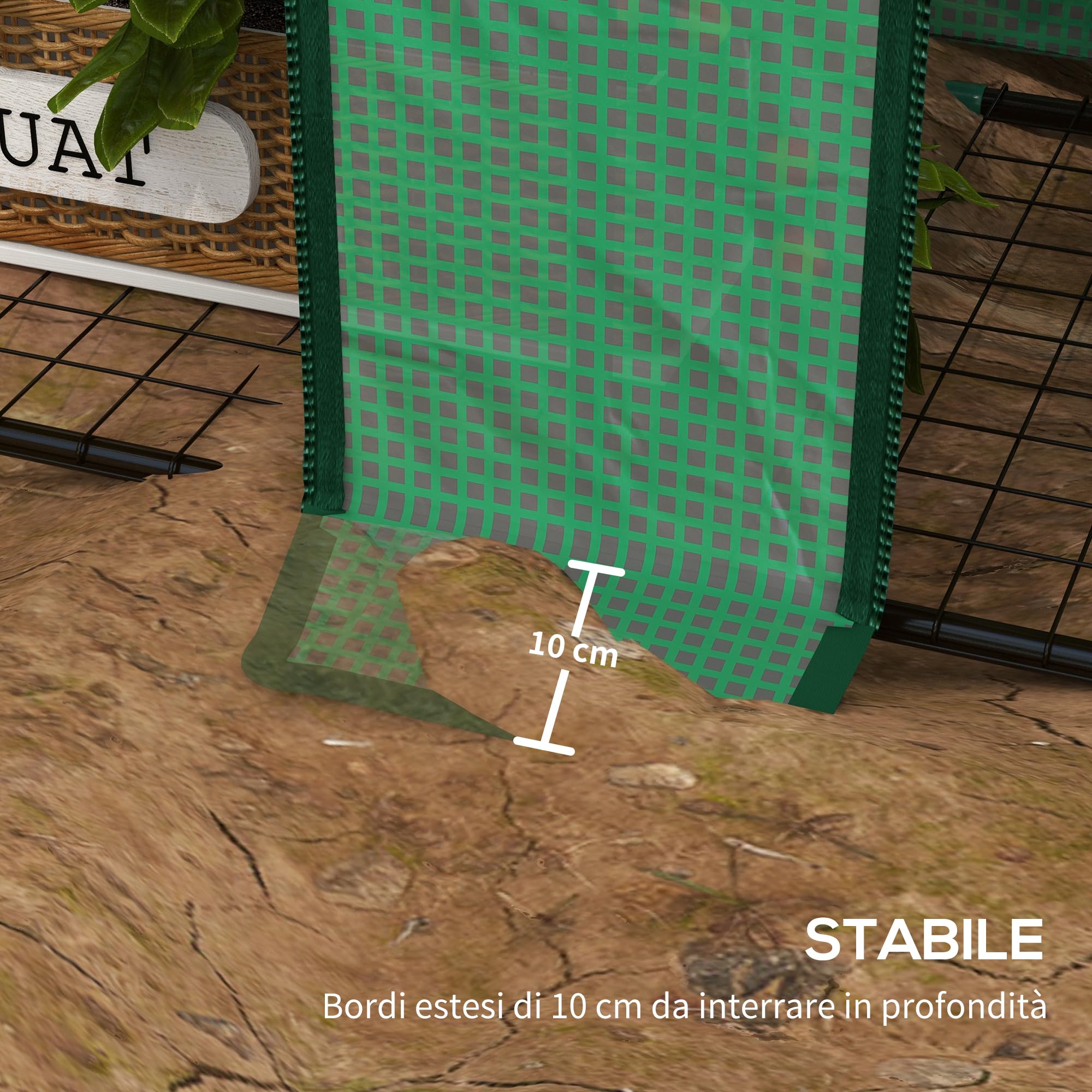 Outsunny Serra da Giardino con Copertura in PE e 6 Mensole a Rete, Serra Addossata da Balcone con 2 Porte Avvolgibili, 143x46x151cm, Verde