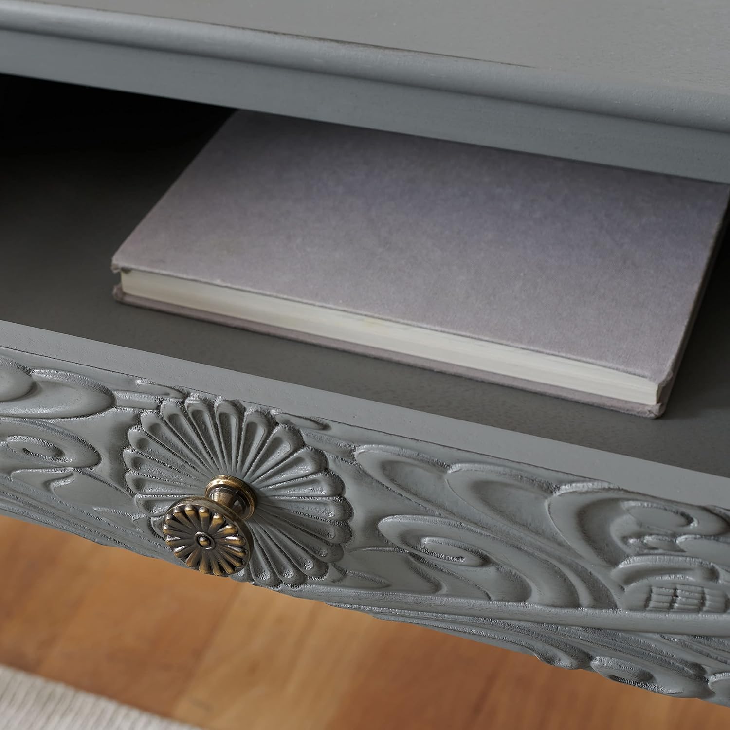 SAFAVIEH Home Collection Ryleigh Distressed Grey 2-Drawer Computer Table Office Desk