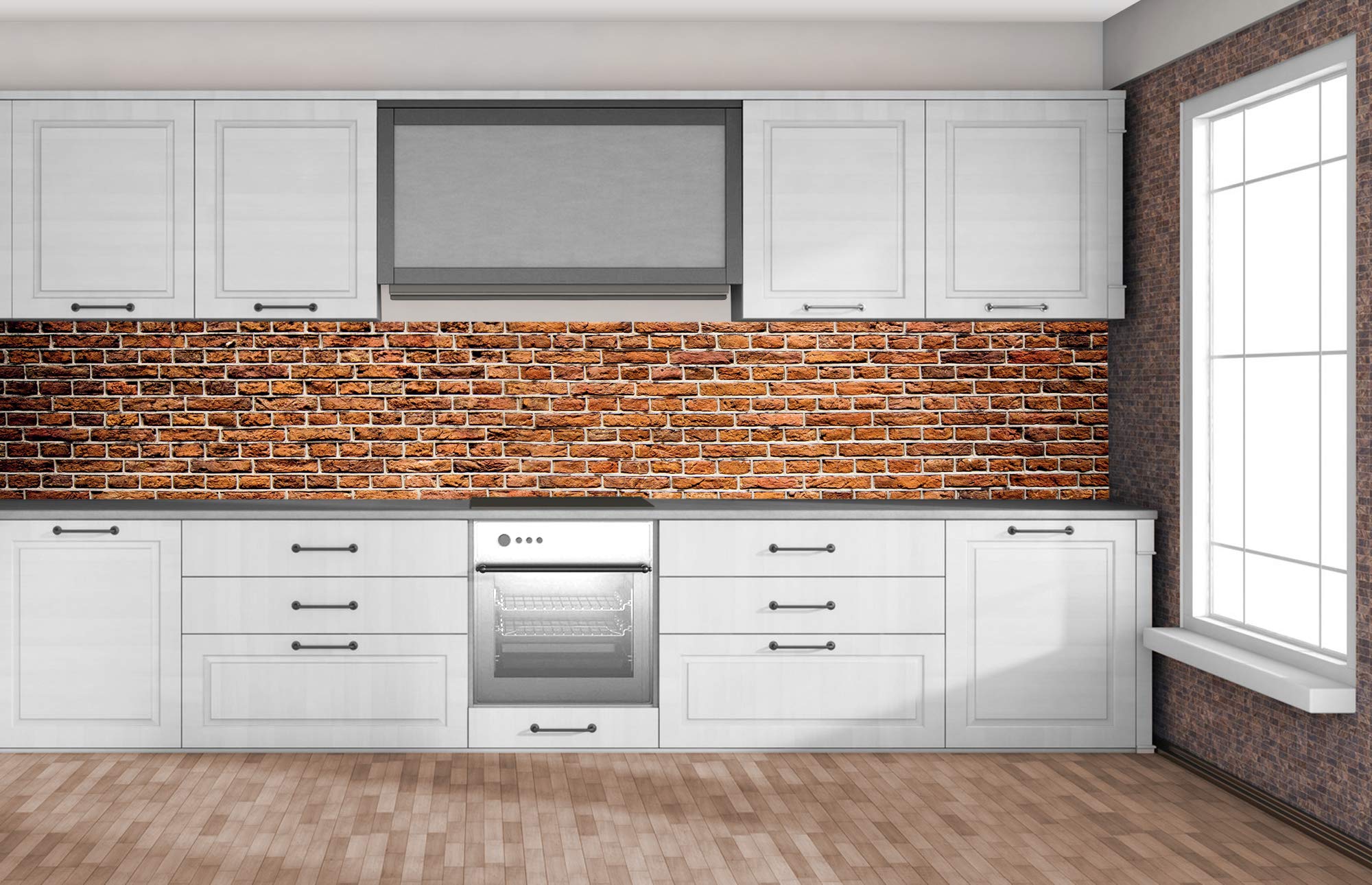 DIMEX LINE Paraschizzi Auto-Adesiva per la Cucina Vecchio Mattone 350 x 60 cm | Resistente all’Acqua | QUALITA‘ Premium