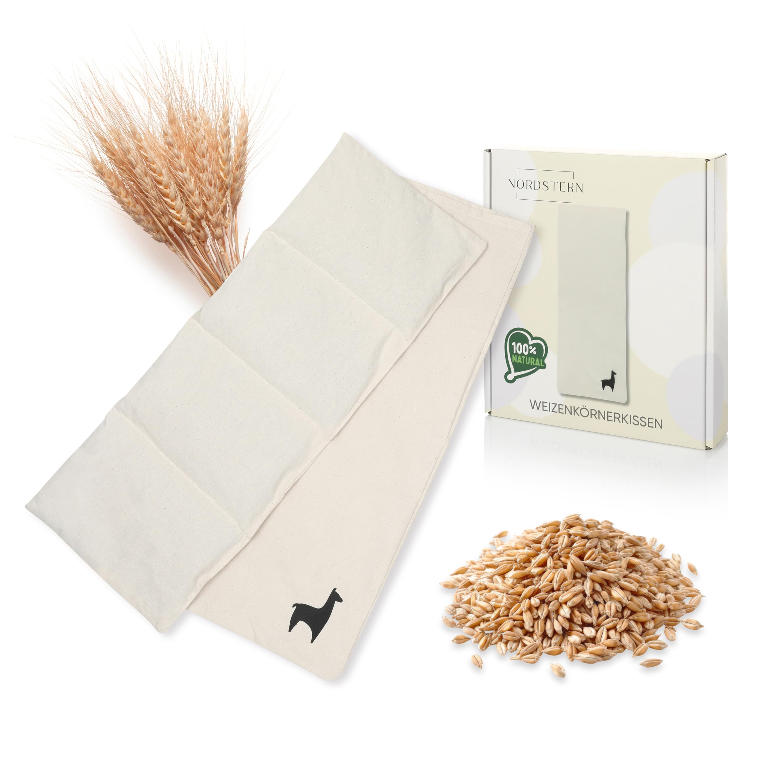 Nordstern Cojín térmico de trigo de 20 x 53 cm, apto para microondas contra tensiones como regalo para mujeres y hombres, con funda de algodón 100%