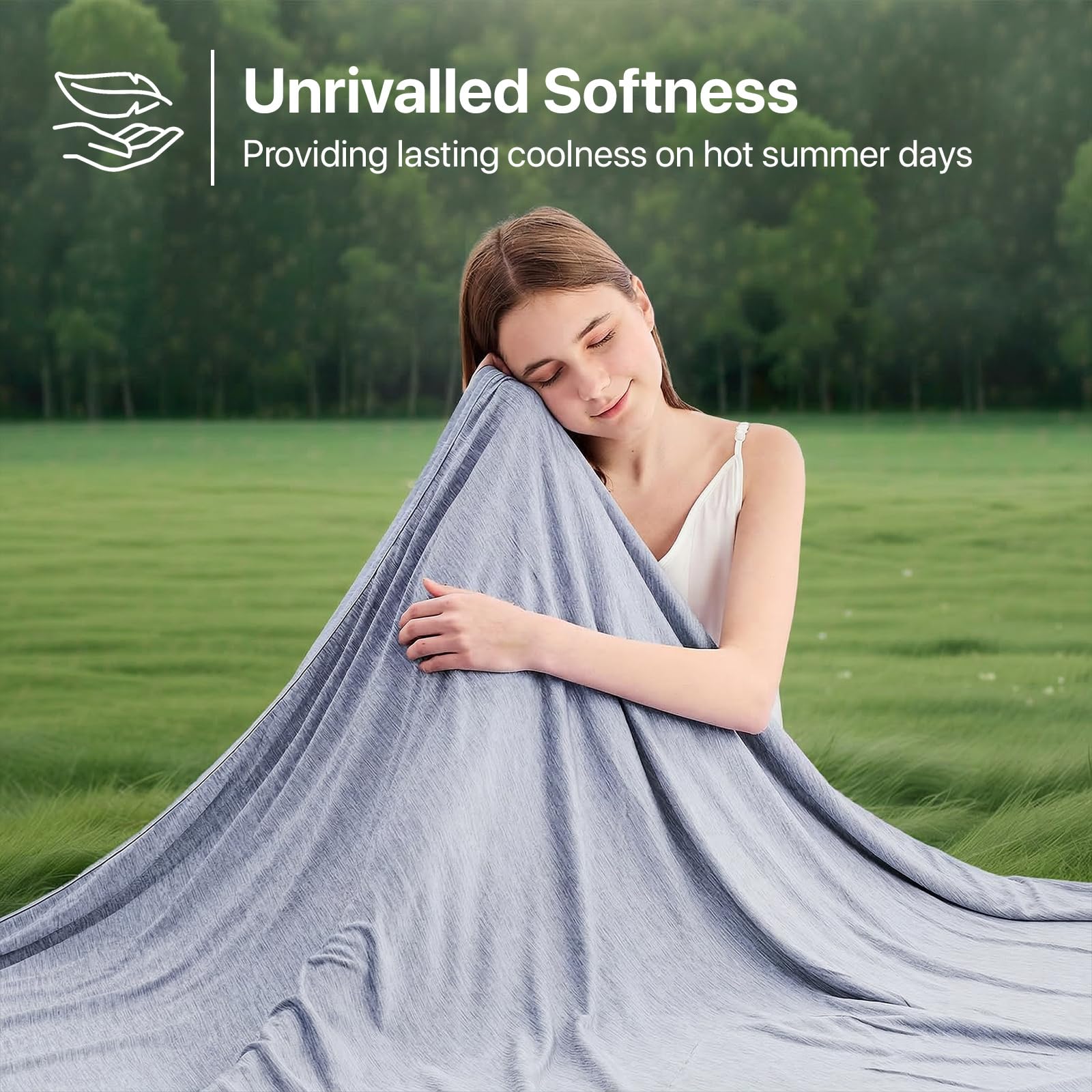 IKALIFE Coperta Refrigerante Letto - Coperta Rinfrescante per l'estate Copriletto Estiva Matrimoniale Q-Max>0,5 Fresca Cooling Blanket Fredda Coperte Rinfrescanti per Divano Blu 150x200 cm