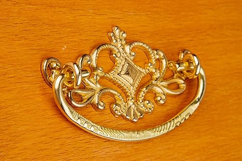 Miniatura 4 de Tirador de fianza de latón fundido con diseño de corona victoriana  Centros 3 " Mango para puerta de gabinete antigua, cajón de aparador, escritorio