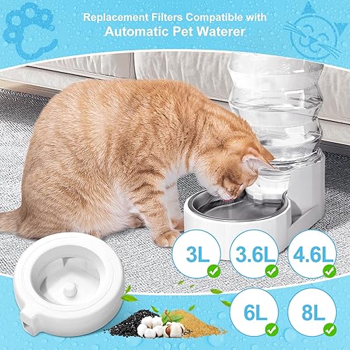 Miniatura 2 de Paquete de 4 filtros de repuesto para dispensador de agua de mascotas por gravedad de 3.6L4.6L6L8L, repuesto de filtro de agua para perros, filtro