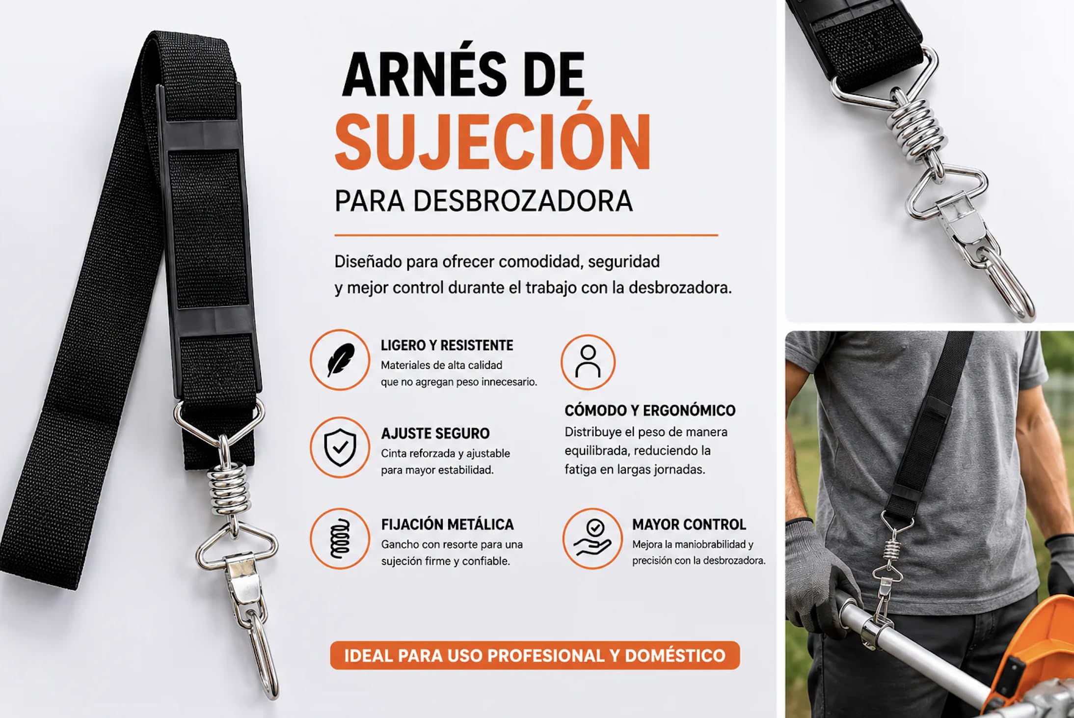 Desbrozadora Gasolina 52cc HMT 2 CV con 3 Sistemas de Corte – Cabezal Nylon, Cuchilla 3 Puntas y Disco para Maleza