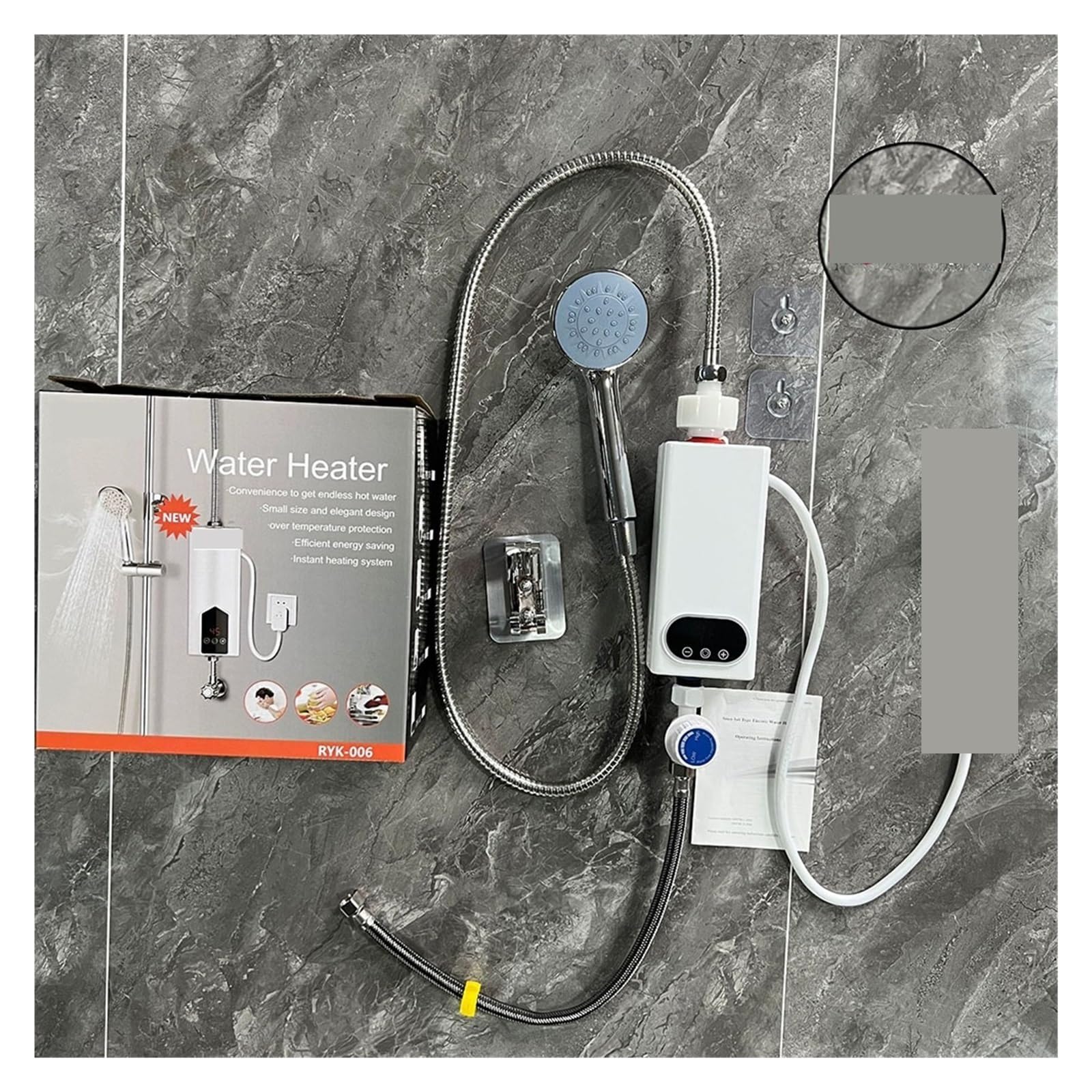 Elektryczny podgrzewacz wody przepływowy, 5500W Bezzbiornikowy Podgrzewacz Wody Elektryczny Elektryczny Podgrzewacz Wody Cyfrowy Wyświetlacz Natychmiastowy Podgrzewacz Ciepłej Wody Ekran Dotykowy LCD