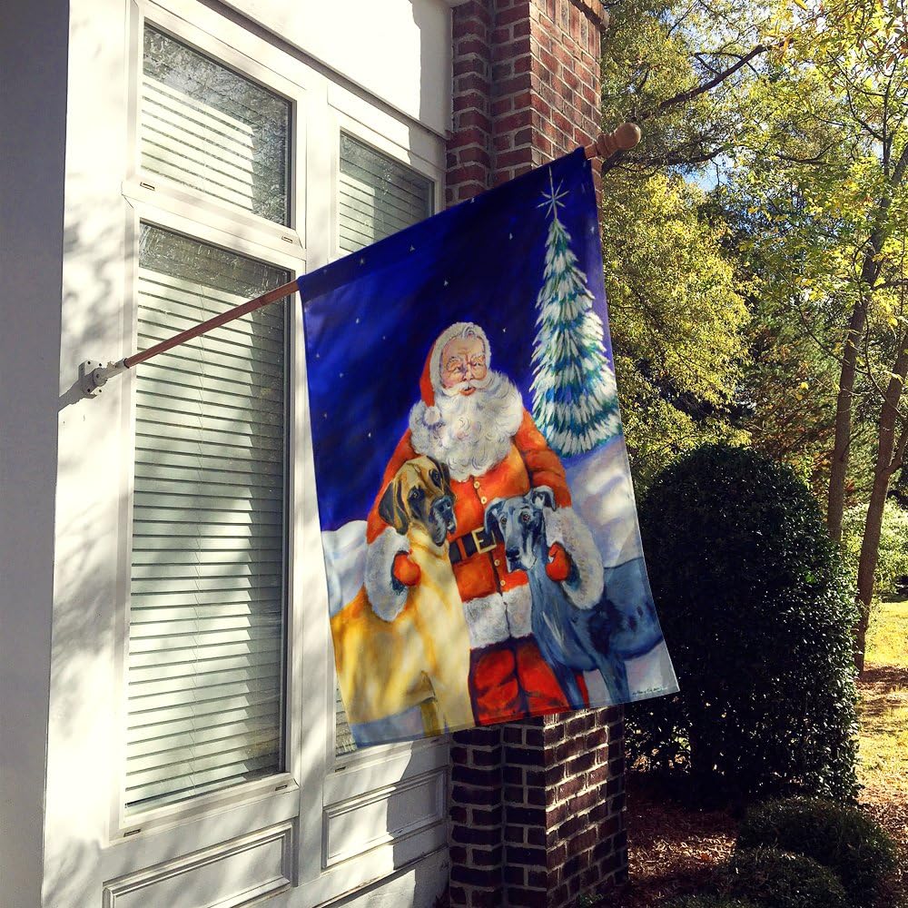 Caroline's Treasures 7232CHF Santa Claus with Great Dane House Flag Large Porch Sleeve Pole Decorative Outside Yard Banner Artwork Wall Hanging, Polyester, House Size, Multicolor