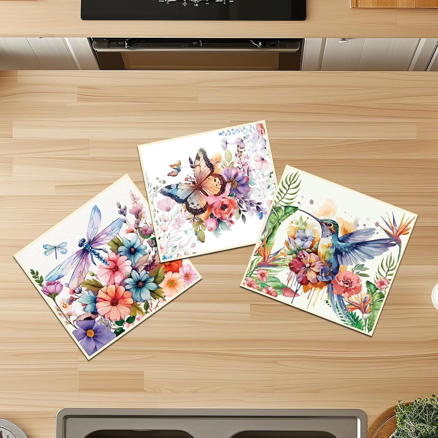 Reusable Swedish Dishcloths for Kitchen, 6 Pack Birds Flowers Butterfly Absorbent Swedish Dish Cloths, Reusable Paper Towels Washable for Kitchen Countertop Sink Fast Drying Degradable Dishes Cloths - Image 5