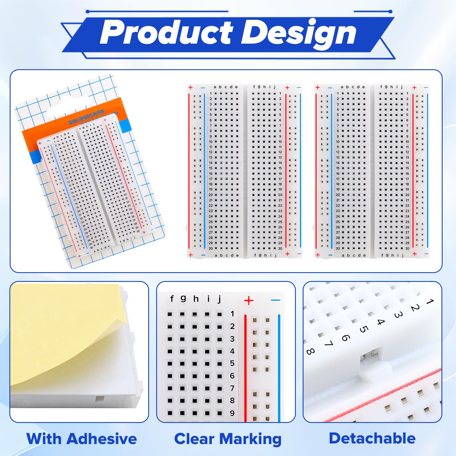 10PCS Breadboard Kit con 400 Punti Basetta Piastra Sperimentale Breadboard Senza Saldatura Compatibile con progetti destinati a singoli Arduino Raspberry Pi