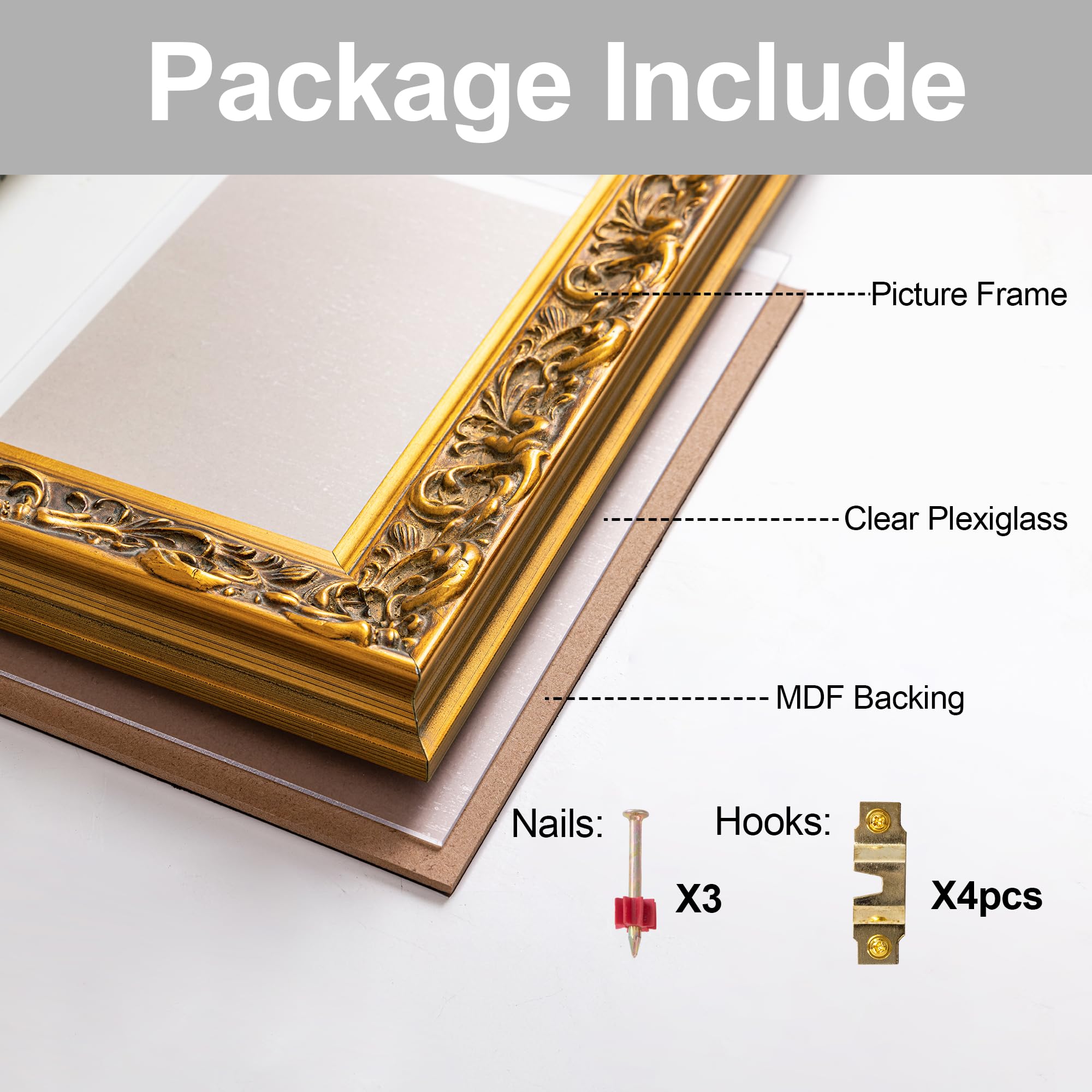 Amazon.com - ArtXO Rustic Gold 12x16 inch Wooden Picture Frames
