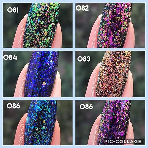 Miniatura 4 de AIMEILI Galaxy Paranoid Collection Soak Off Esmalte de uñas de gel transparente con purpurina para regalo de Navidad, juego de 6 piezas x 0.3 fl oz