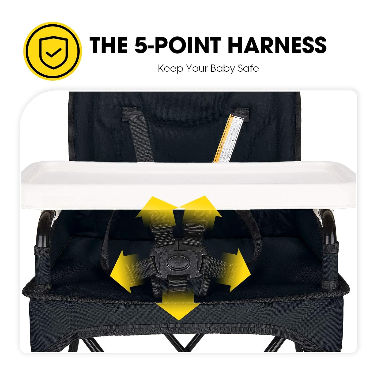 VEEYOO Baby High Chair with Removable Tray - Portable High Chair for Eating and Feeding, Indoor and Outdoor, Compact Fold, Black