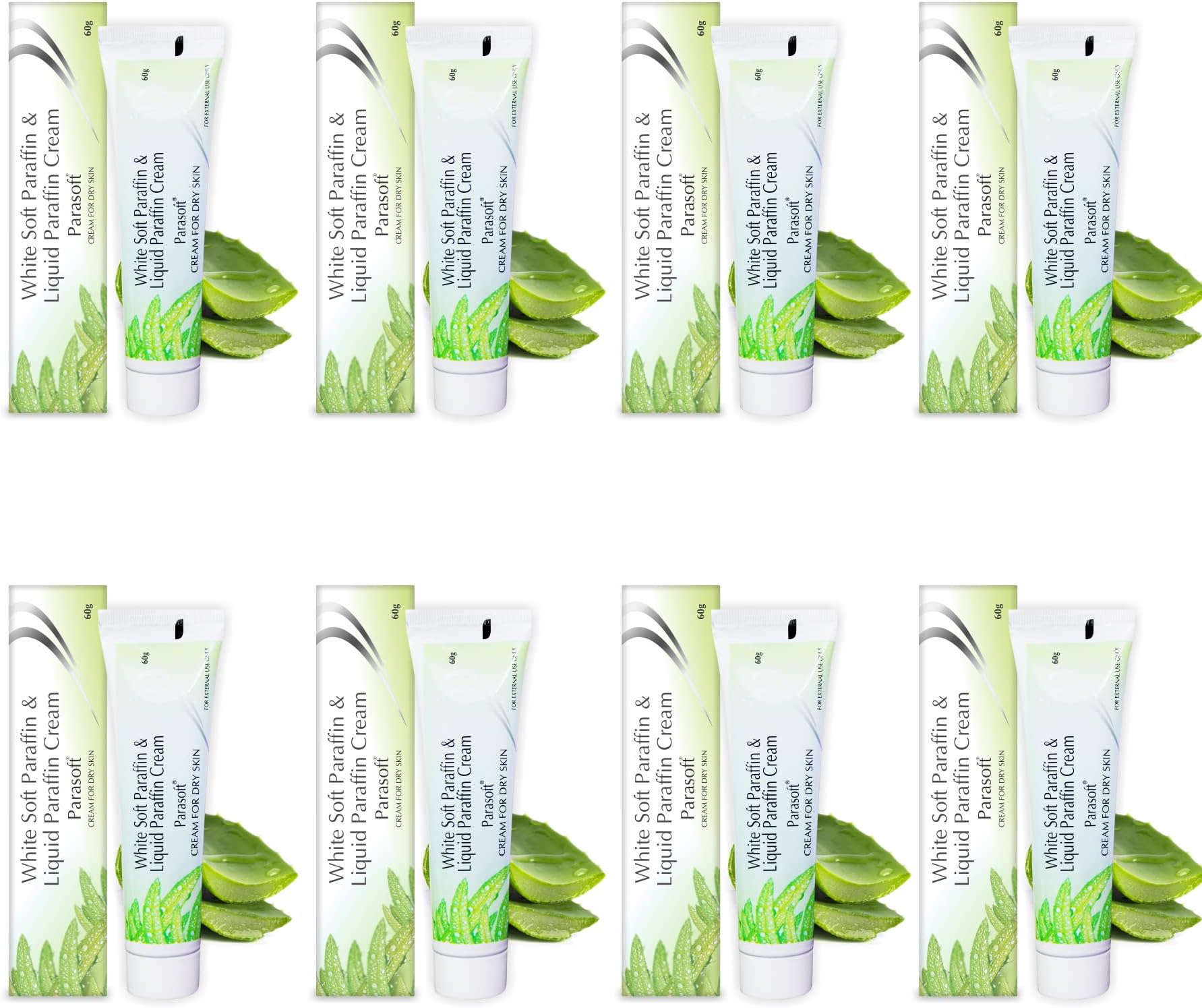 Parasoft Intense Moisturizer, Nourishing Cold Cream & Winter Cream with Goodness of Aloe vera for Dry & Dehydrated Skin for both Men & Women - 60 gm (Pack of 8)