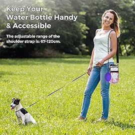 Nuovoware Water Bottle Carrier, 40oz Bottle Carrier Sports Water Bottle Holder with Adjustable Shoulder Strap, 2 Pockets Flask Sling Bag Drawstring Pouch for Climbing Hiking, Floral Pink