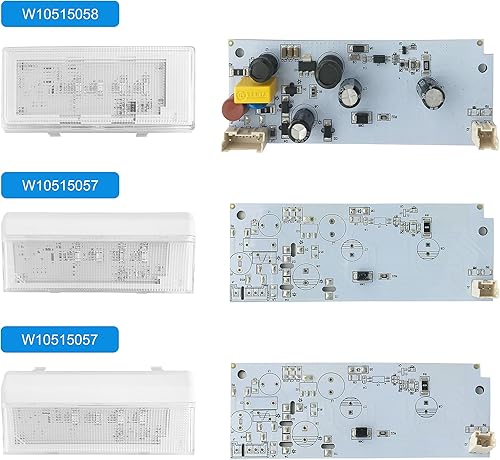 Miniatura 3 de Juego de 2 luces LED W10515057 y 1 pieza W10515058 con lente cónica y marco para luz de refrigerador Whirlpool, Kenmore, Maytag, KitchenAid,
